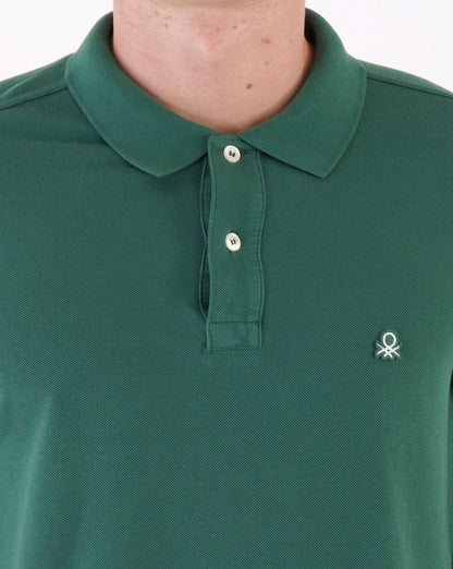 Benetton Long Sleeve Polo Shirt Dark Green