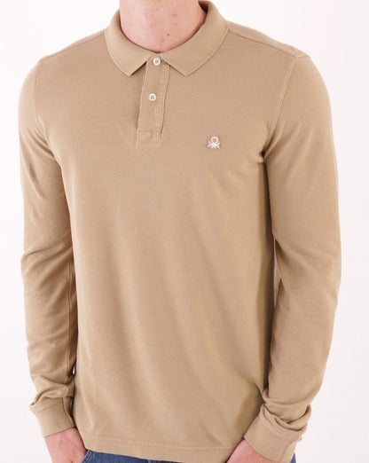 Benetton Long Sleeve Polo Shirt Beige