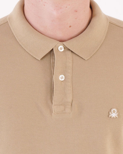Benetton Long Sleeve Polo Shirt Beige