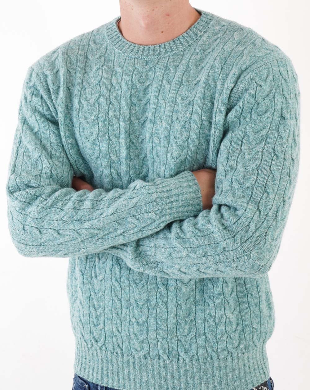 Benetton Cable Knit Jumper Sea Mint