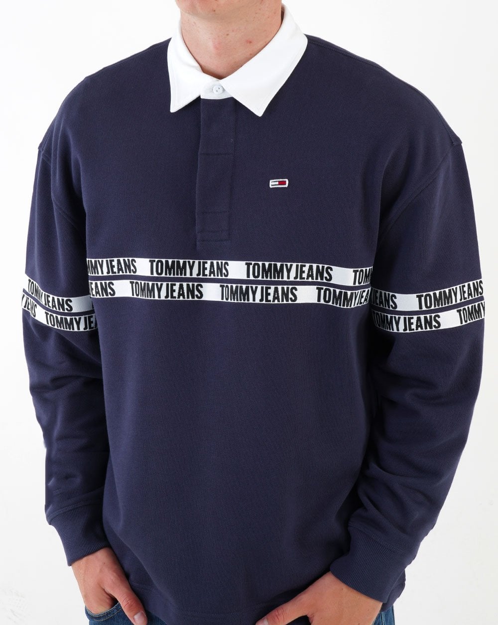Tommy Jeans Tape Rugby Shirt Navy