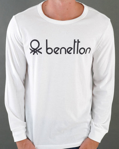 Benetton Large Logo LS T-shirt White/Black