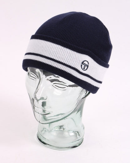 Sergio Tacchini Sellars Turn Up Beanie Navy Blue/White