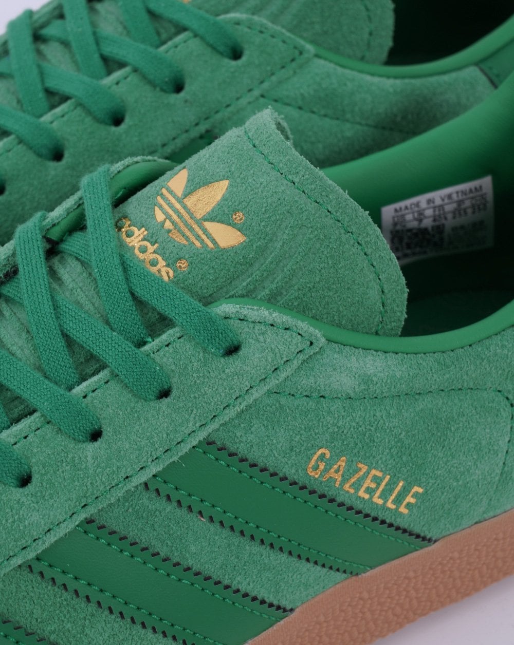 Adidas Gazelle Trainers Fresh Green gold details