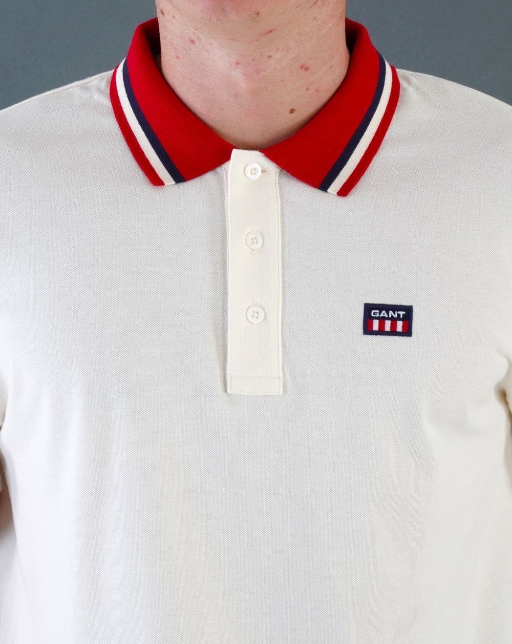 Gant Retro Flag Pique Polo Shirt Cream