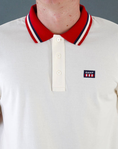 Gant Retro Flag Pique Polo Shirt Cream