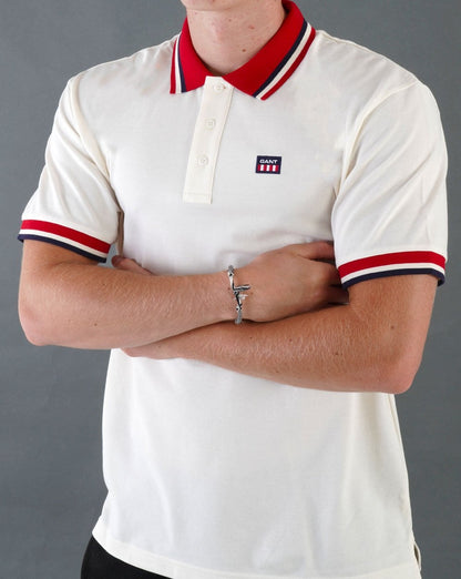 Gant Retro Flag Pique Polo Shirt Cream