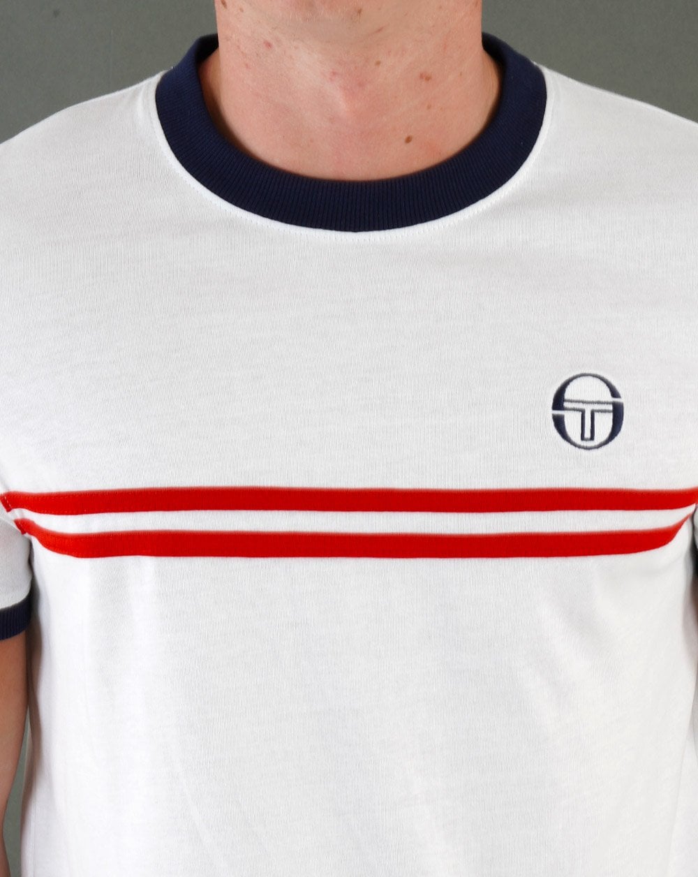 Sergio Tacchini Supermac T Shirt White Navy Red
