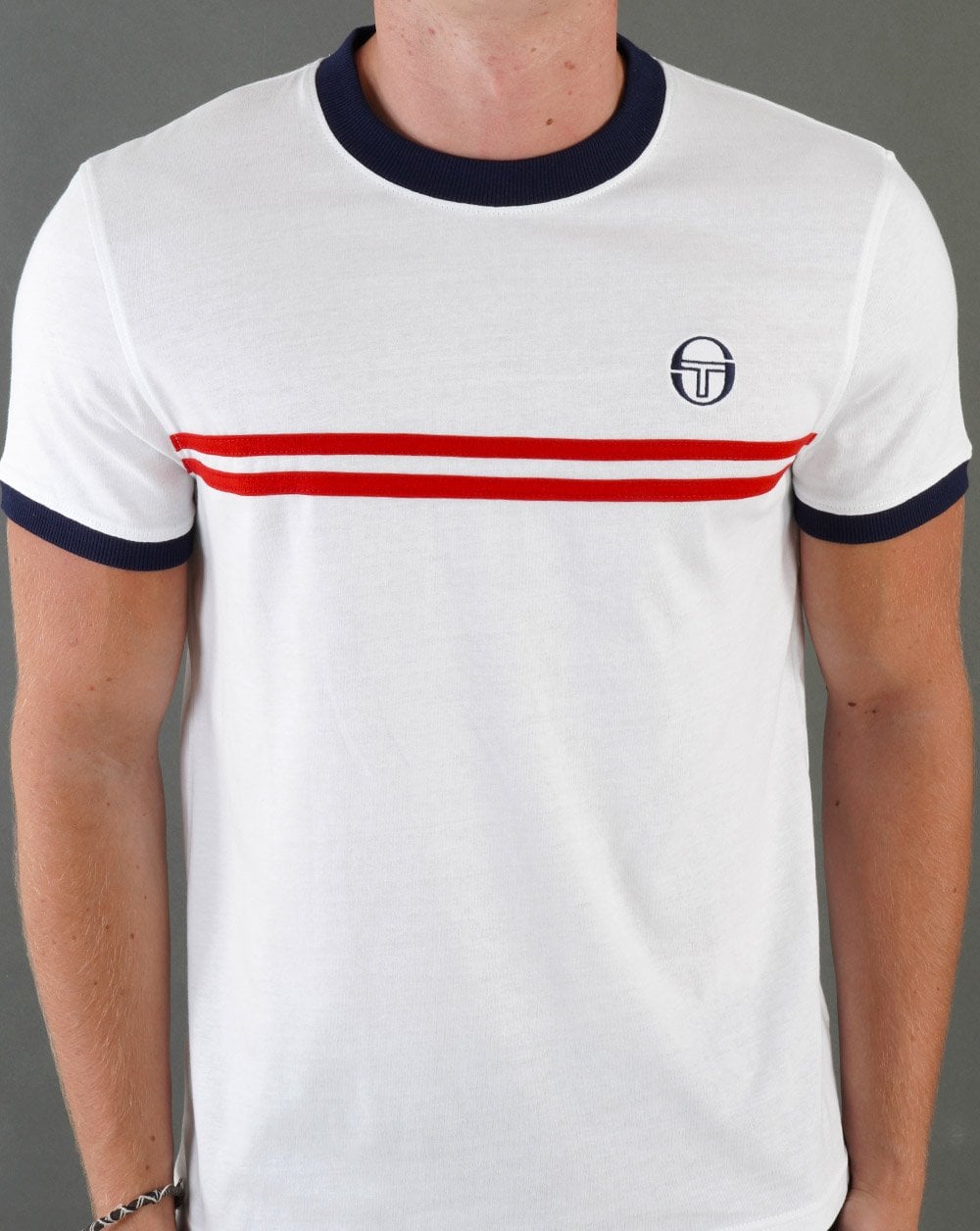 Sergio Tacchini Supermac T Shirt White Navy Red