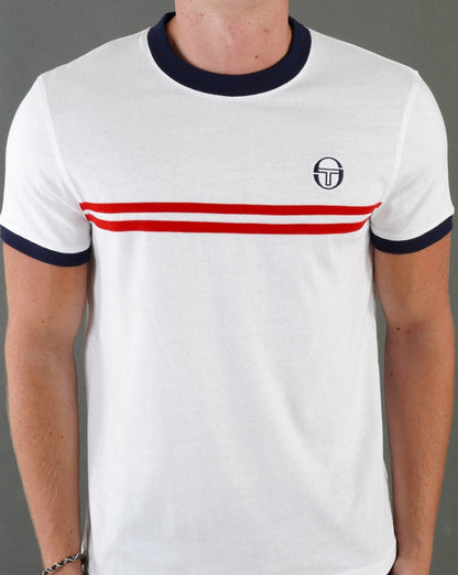 Sergio Tacchini Supermac T Shirt White Navy Red