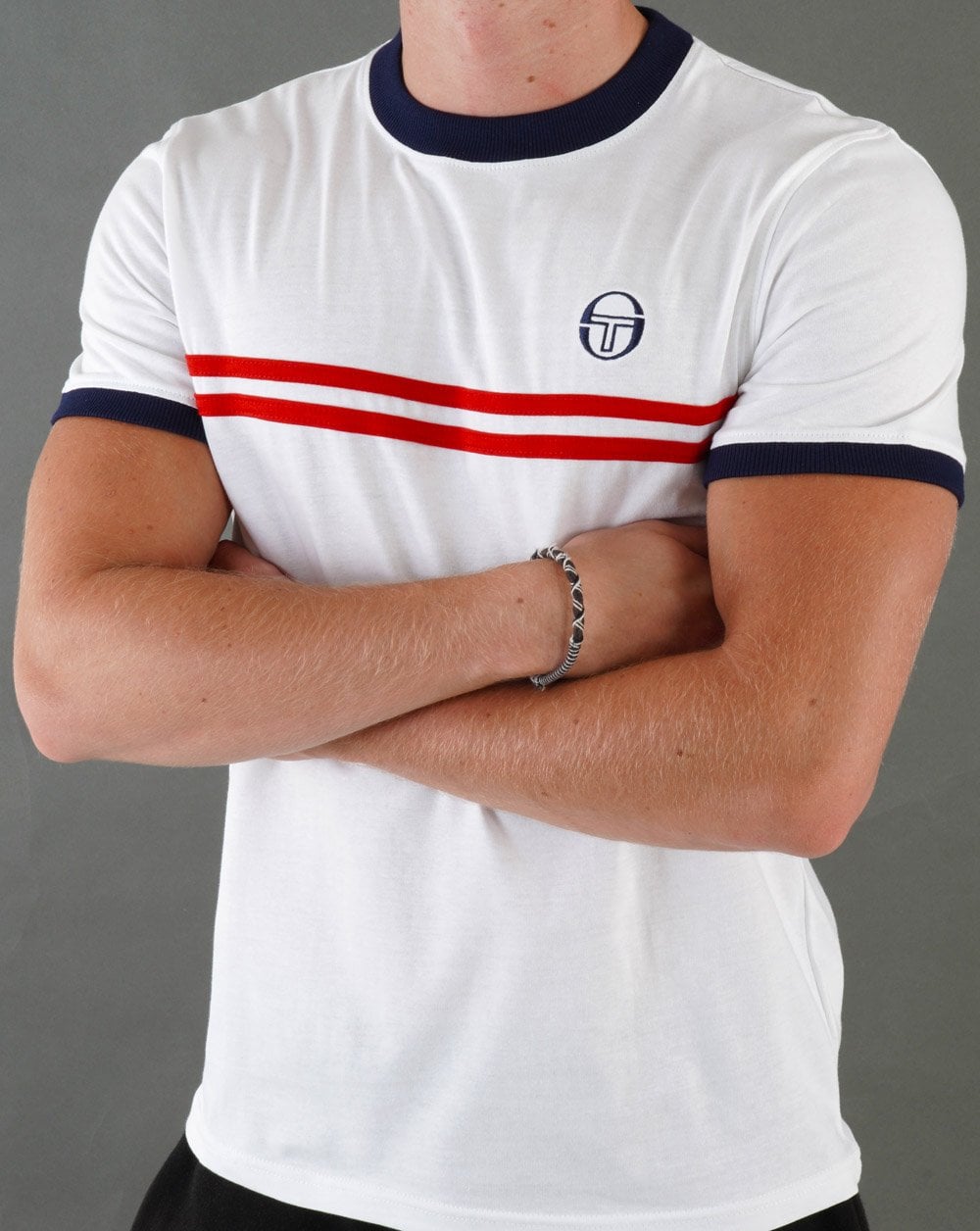 Sergio Tacchini Supermac T Shirt White Navy Red
