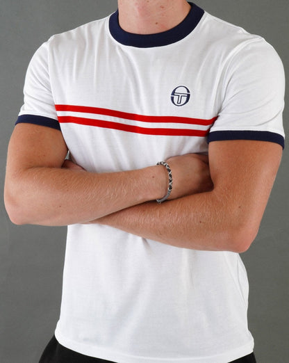 Sergio Tacchini Supermac T Shirt White Navy Red
