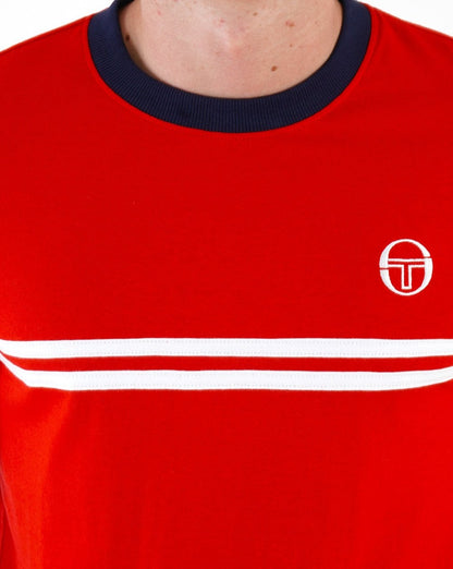 Sergio Tacchini Supermac T Shirt Dark Red/White