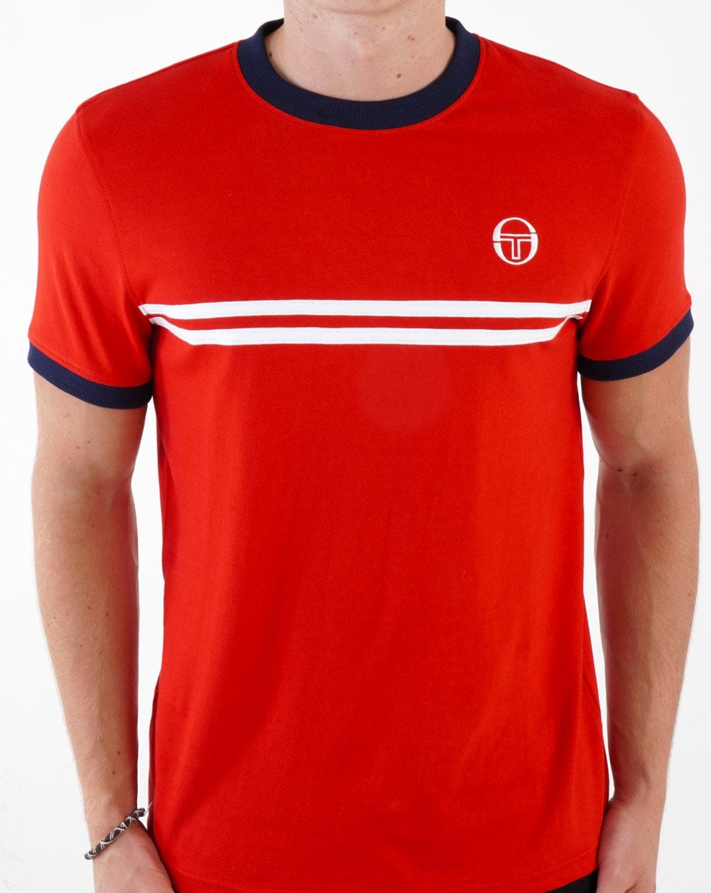 Sergio Tacchini Supermac T Shirt Dark Red/White