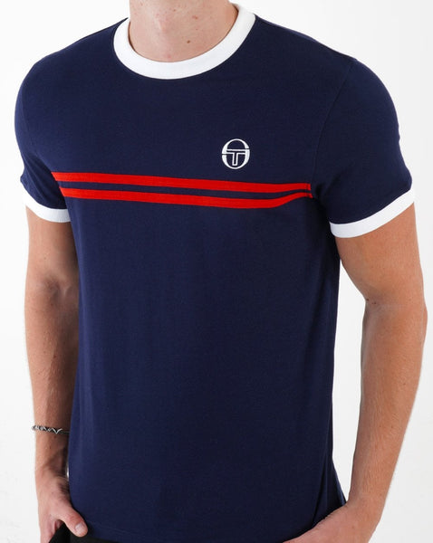 Sergio Tacchini Supermac T Shirt Navy/Red