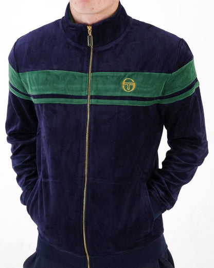 Sergio Tacchini Masters Velour Track Top Navy/Dark Green