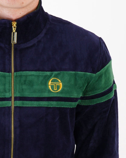 Sergio Tacchini Masters Velour Track Top Navy/Dark Green