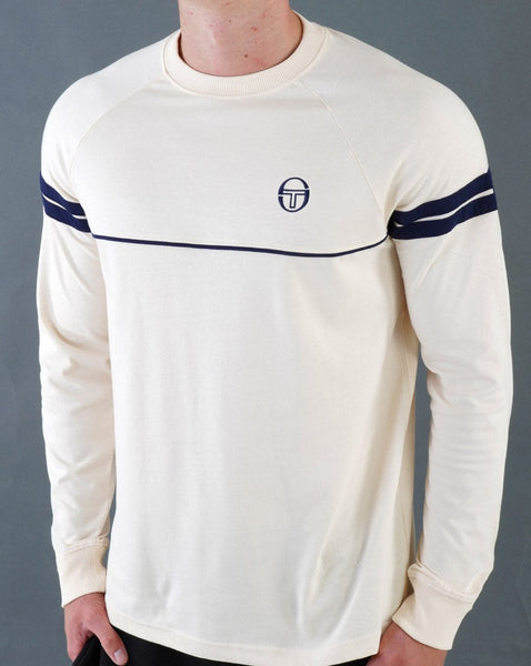 Sergio Tacchini Star LS T Shirt Off White - Navy