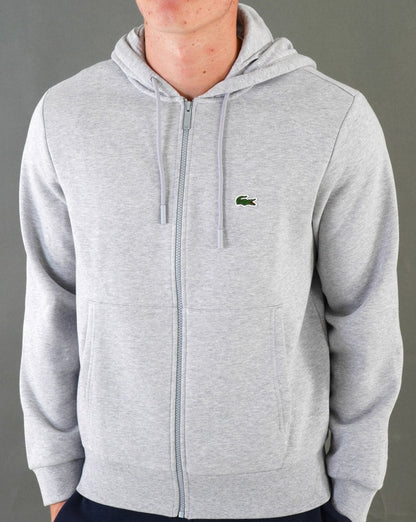 Lacoste Zip Through Hoodie Silver Chine