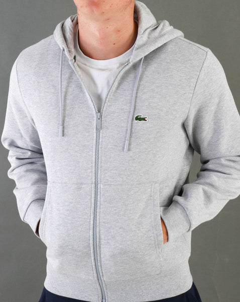 Lacoste Zip Through Hoodie Silver Chine