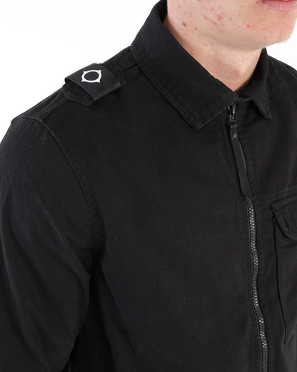 Ma.strum Zip Front Overshirt Jet Black