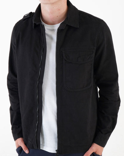 Ma.strum Zip Front Overshirt Jet Black