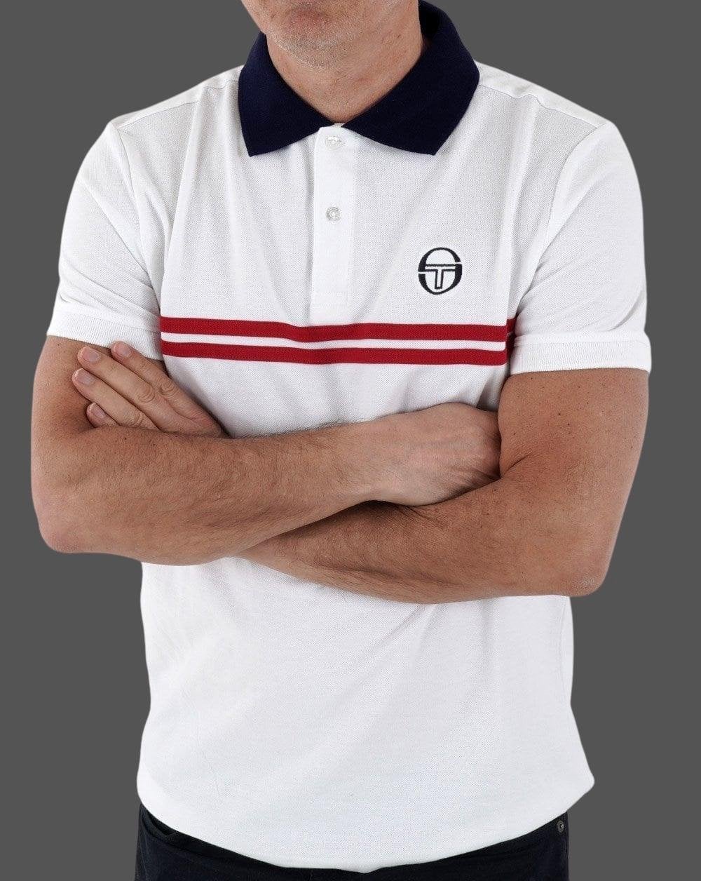 Sergio Tacchini Supermac Polo Shirt White/Red/Navy