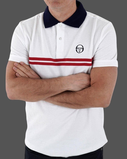 Sergio Tacchini Supermac Polo Shirt White/Red/Navy