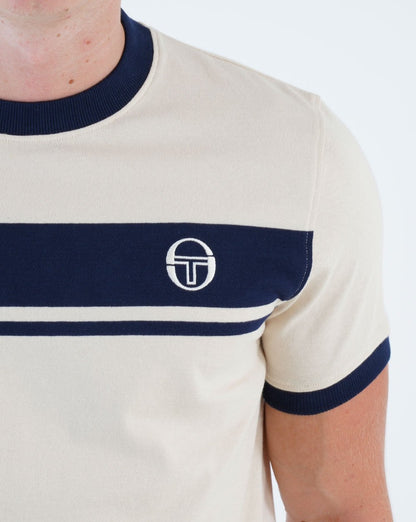 Sergio Tacchini Masters T Shirt Buttercream/Navy Blue