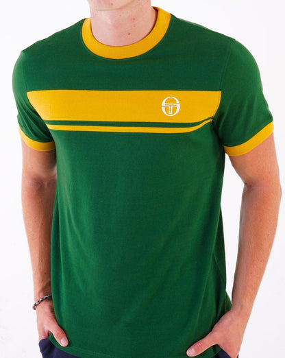 Sergio Tacchini Masters T Shirt Dark Green/Gold