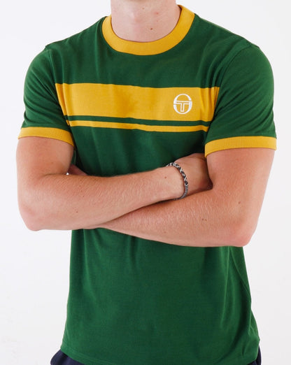 Sergio Tacchini Masters T Shirt Dark Green/Gold