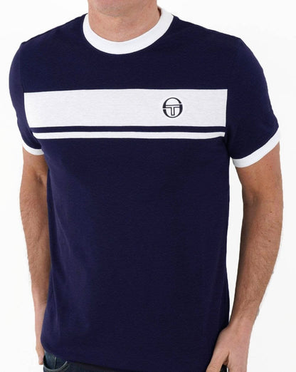 Sergio Tacchini Masters T Shirt Navy Blue/White