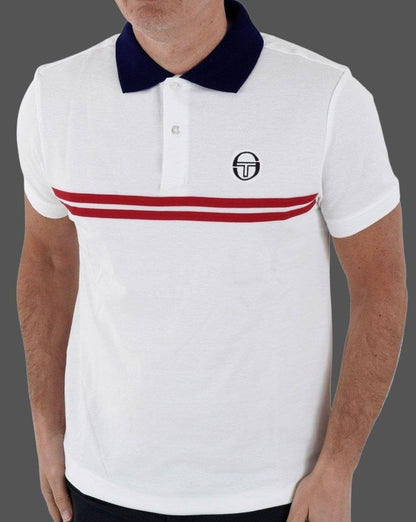 Sergio Tacchini Supermac Polo Shirt White/Dark Red