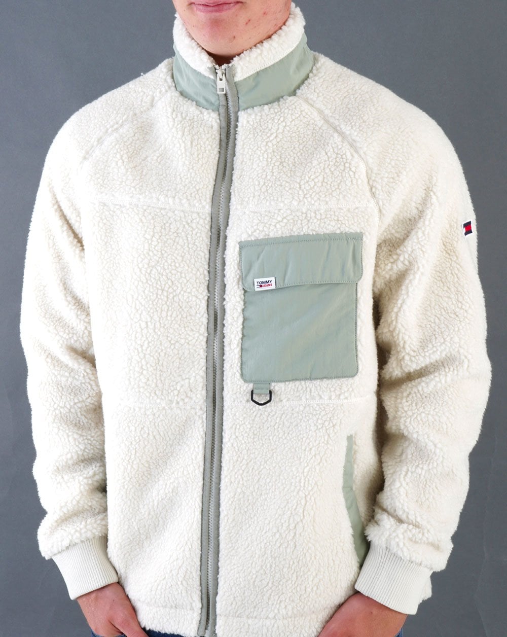 Tommy Jeans Sherpa Fleece Jacket Ancient White