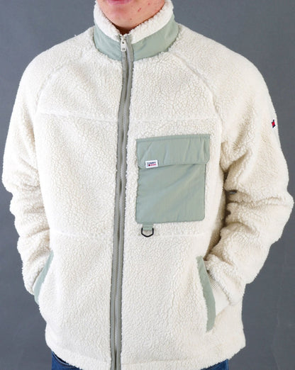 Tommy Jeans Sherpa Fleece Jacket Ancient White