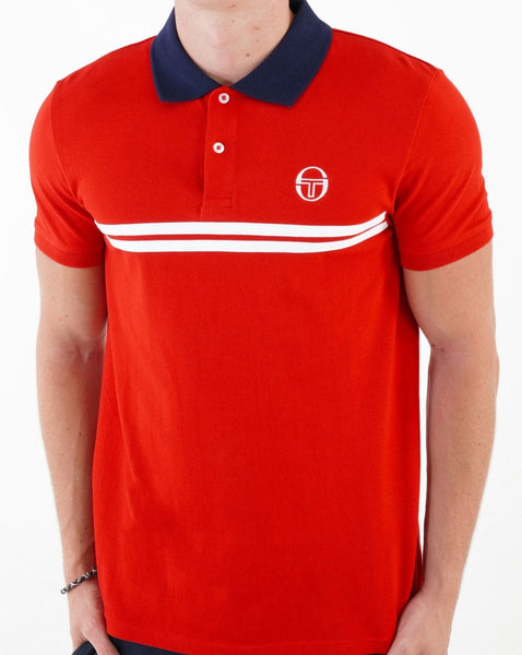 Sergio Tacchini Supermac Polo Shirt Dark Red/White