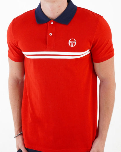 Sergio Tacchini Supermac Polo Shirt Dark Red/White