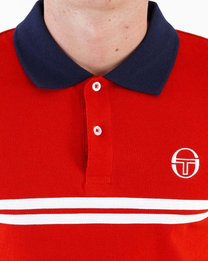 Sergio Tacchini Supermac Polo Shirt Dark Red/White