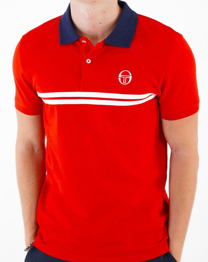 Sergio Tacchini Supermac Polo Shirt Dark Red/White