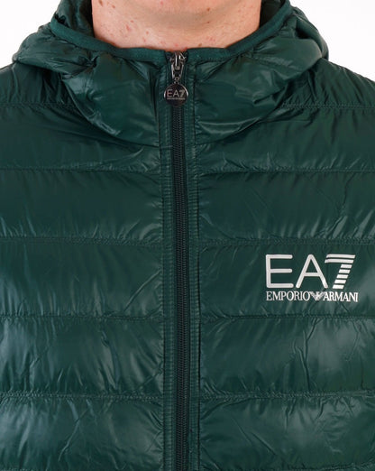 EA7 Core Logo Down Hooded Jacket Green