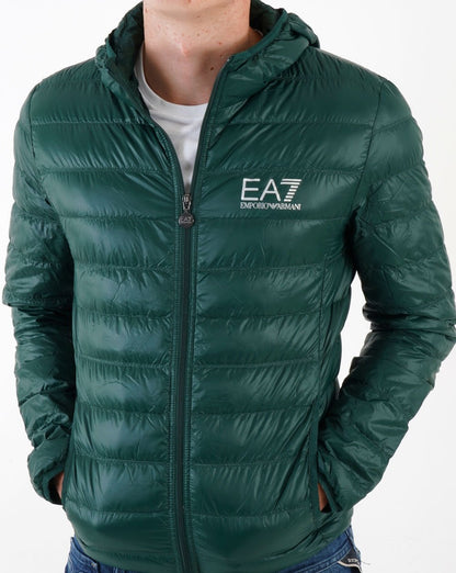EA7 Core Logo Down Hooded Jacket Green