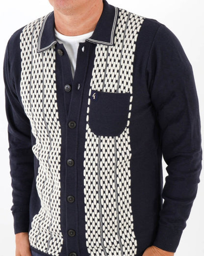 Gabicci Vintage Law Button LS Knit Polo Navy