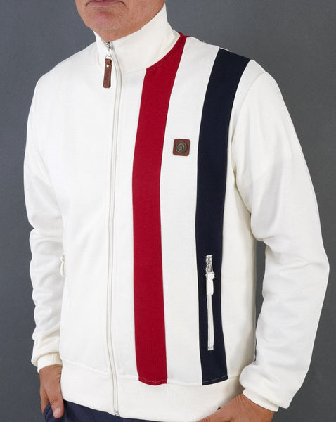 Trojan Cut & Sew Stripe Track Top Ecru