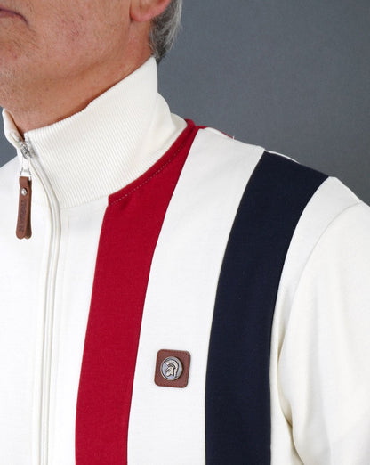 Trojan Cut & Sew Stripe Track Top Ecru