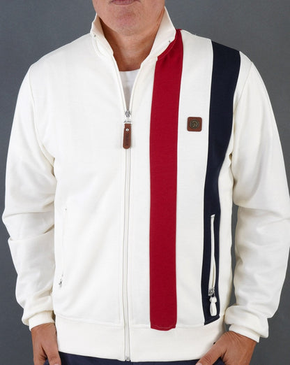 Trojan Cut & Sew Stripe Track Top Ecru