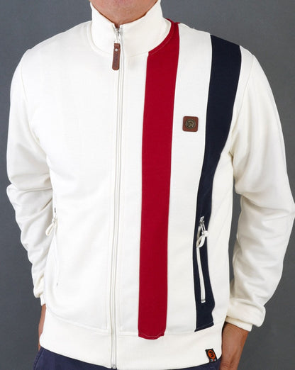 Trojan Cut & Sew Stripe Track Top Ecru