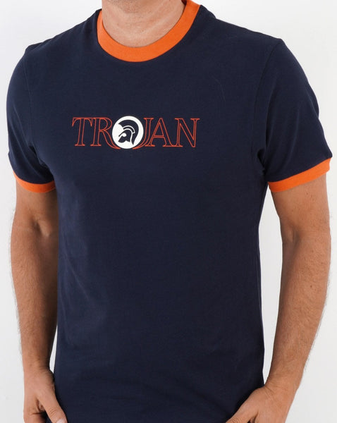 Trojan Outline Logo T Shirt Navy