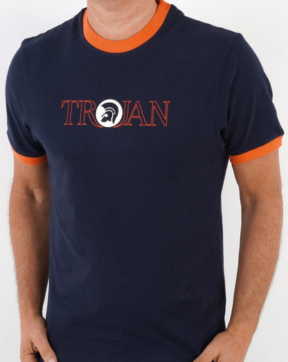 Trojan Outline Logo T Shirt Navy