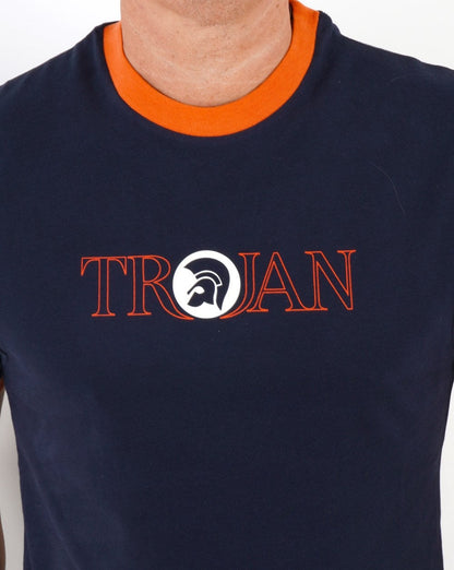 Trojan Outline Logo T Shirt Navy