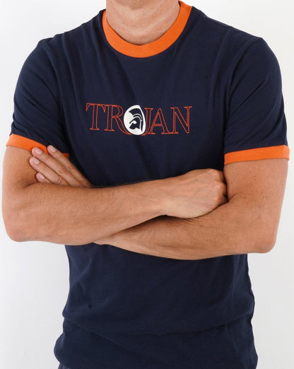 Trojan Outline Logo T Shirt Navy